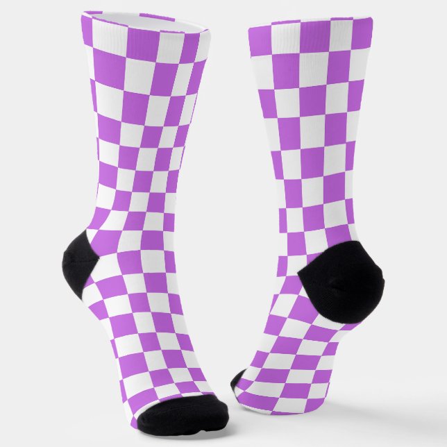 Chaussette Damier magenta visuel classique  (Angulaire)