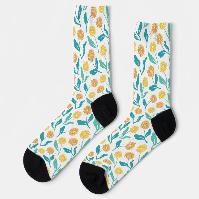 Chaussette Dandelion jaune motif floral - Inspiré par la natu (Gauche)