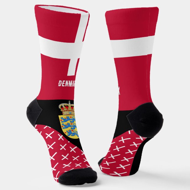 Chaussette Danemark, mode, drapeau danois, patriotique (Angulaire)