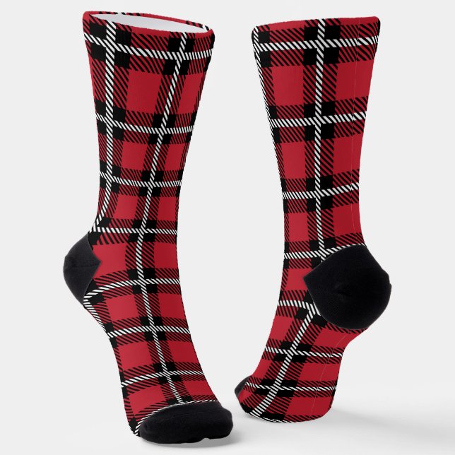 Chaussette Dark Red and Black Tartan Plaid Pattern (Angulaire)