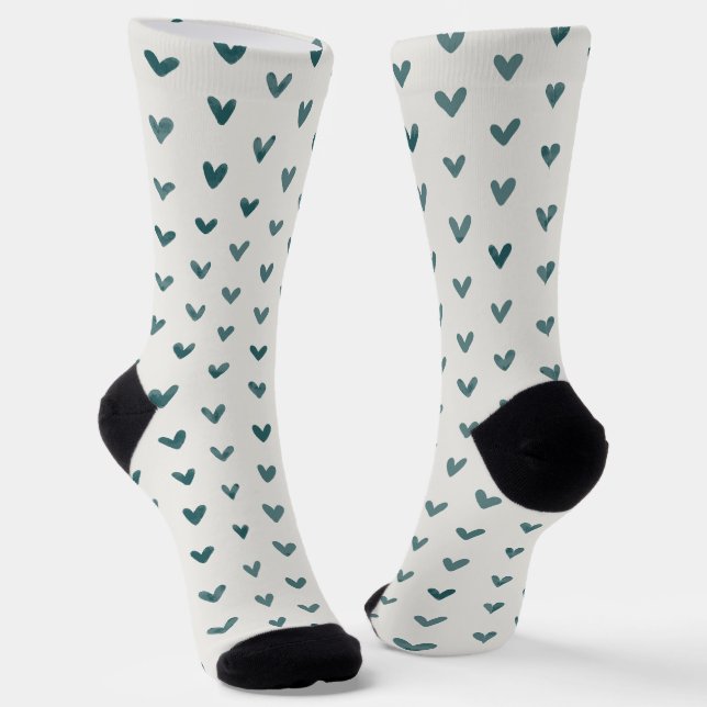 Chaussette Dark Teal Heart Pattern Socks (Angulaire)