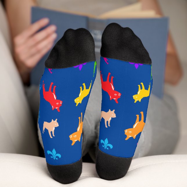 Chaussette De jolis French Bulldogs colorés  (Fond)