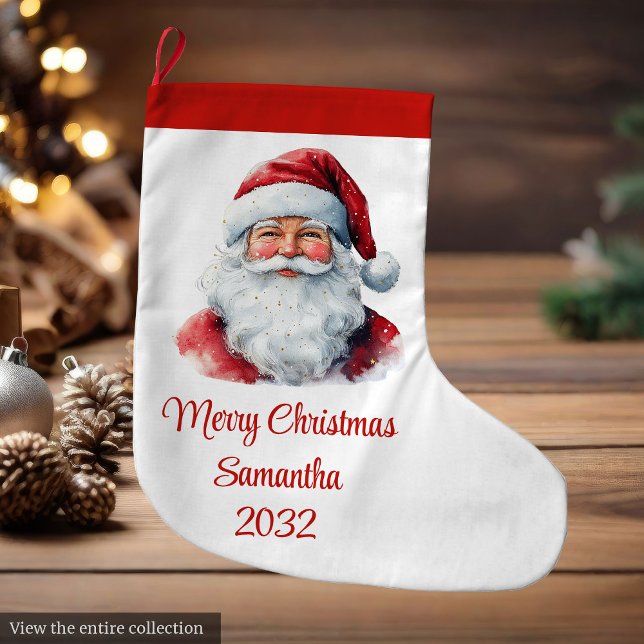 Chaussette de Noël à l'aquarelle du Père Noël tend (Trendy Santa Claus Watercolor Holiday Stocking

)