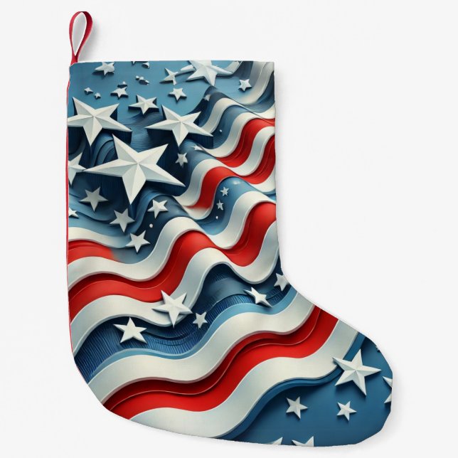 Chaussette de Noël American Pride Étoiles et Rayur (Devant)