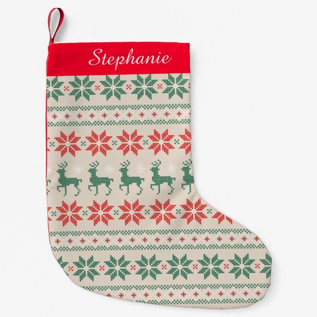 Chaussette de Noël au point de broderie (Devant)