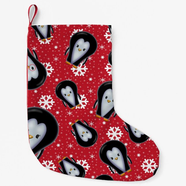 Chaussette de Noël aux Manchots Mignons (Devant)