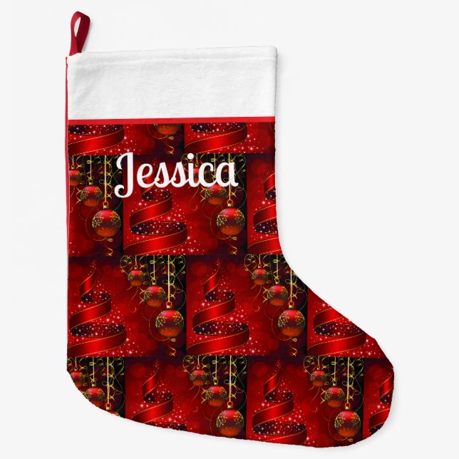 Chaussette de Noël avec grelots et monogramme (Devant)