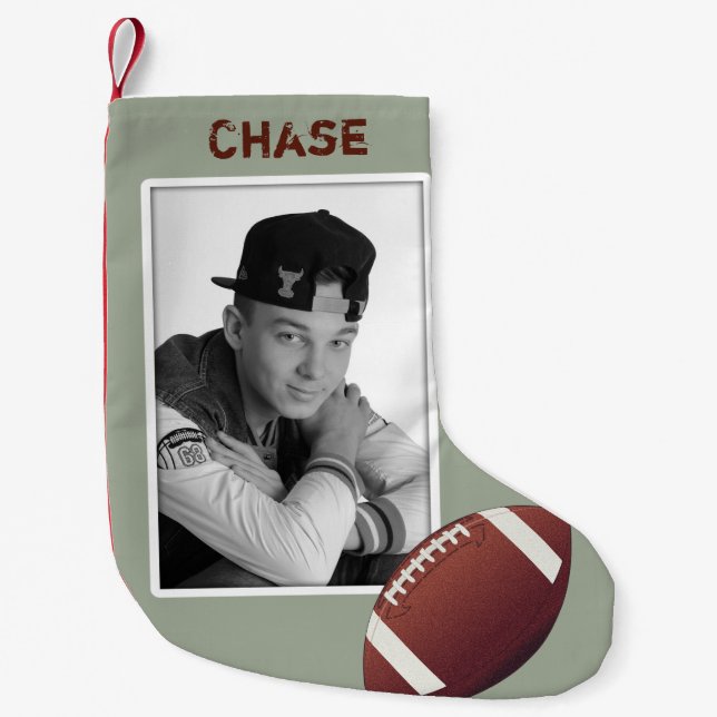 Chaussette de Noël avec photo d'un adolescent garç (Devant)