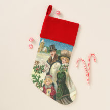 Bas vintage de fête de vacances de famille de Noël