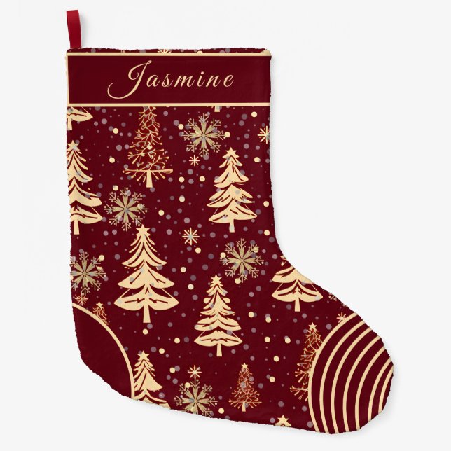 Chaussette de Noël Bourguignon Rustique et Or (Devant)