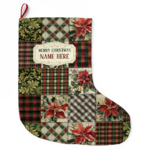 Chaussette de Noël Cadeau Emballage Patchwork Vint