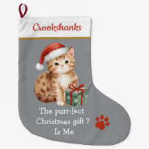 Chaussette de Noël Chaton Mignon avec Chapeau de P