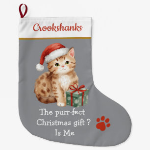 Chaussette de Noël Chaton Mignon avec Chapeau de P