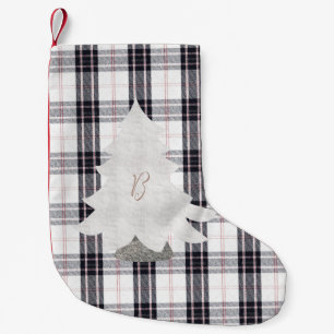 Chaussette De Noël Chèque noir et blanc/Arbre tatan Imprimer Petite C
