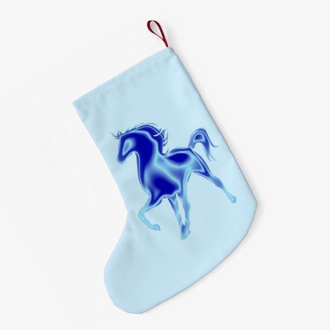 Chaussette de Noël Cheval Bleu - Personnalisable (Dos (Accrochage))