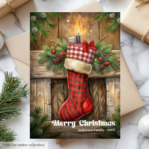 Chaussette de Noël classique et chaleureuse carte 