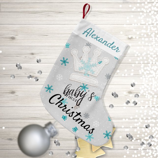Chaussette de Noël Couronne et Flocons de Neige Bl (Créateur téléchargé)