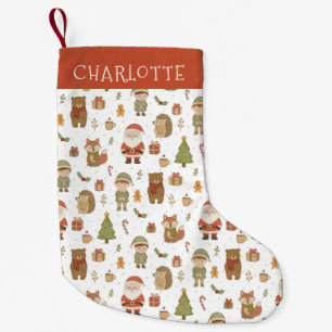 Chaussette de Noël d'animaux de la forêt dessinés