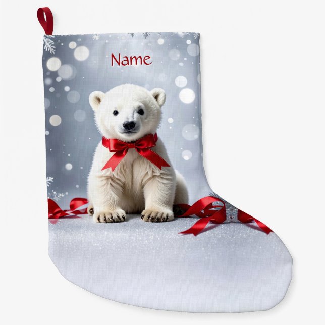 Chaussette de Noël de l'ours polaire pour les fête (Devant)