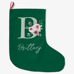 Chaussette de Noël élégante verte florale