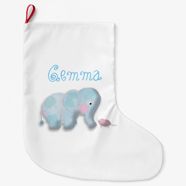 Chaussette de Noël éléphant mignon personnalisée (Devant)