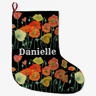 Chaussette de Noël en art de coquelicots orange et