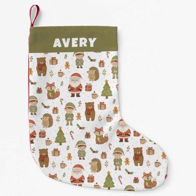 Chaussette de Noël en bois de Noël dessinée à la m (Devant)