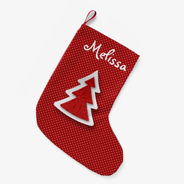 Chaussette de Noël en forme d'arbre rouge (Devant (Accrochage))