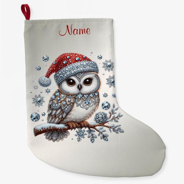 Chaussette de Noël en forme de hibou de Noël (Devant)