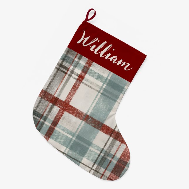 Chaussette de Noël festive à carreaux (Devant (Accrochage))