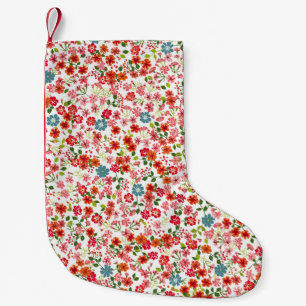 Chaussette De Noël Fleurs à petite échelle, style calico sans couture