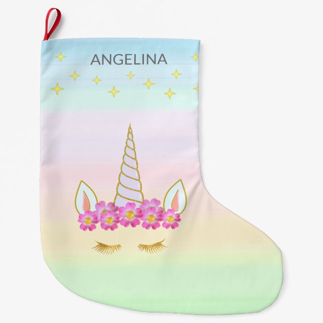 Chaussette de Noël Grande Fleurs & Étoiles de Lico (Devant)