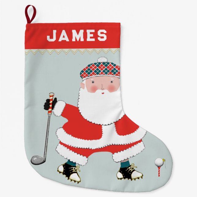 Chaussette de Noël grande personnalisée de golf (Devant)