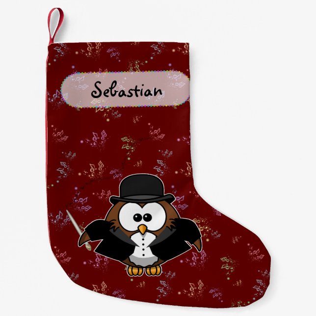 Chaussette de Noël hibou chef d'orchestre (Devant)