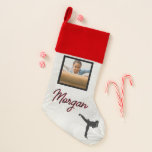 Chaussette De Noël Karate Winter Wonder Photo et nom personnalisés<br><div class="desc">Karate Winter Wonder design personnalisé avec le nom de votre enfant et leur photo!</div>