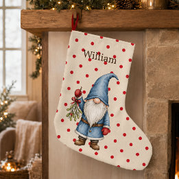 Chaussette de Noël Nordique Gnome Bleu Personnalis