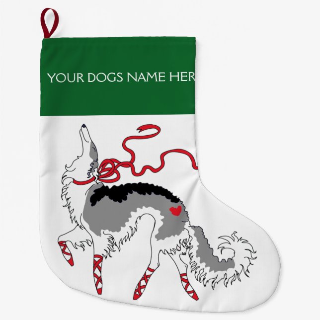 Chaussette de Noël personnalisable pour Borzoi en  (Devant)