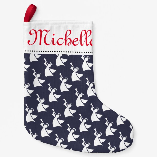 Chaussette de Noël personnalisée avec motif d'ange (Devant)