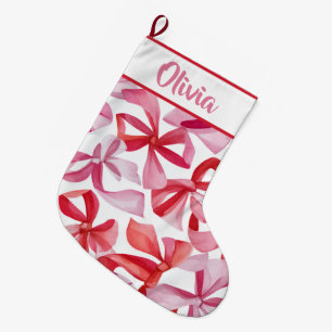 Chaussette de Noël personnalisée avec noeuds et ru