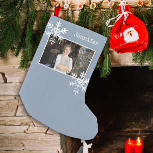 Chaussette de Noël personnalisée avec photo Flocon