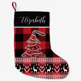 Chaussette de Noël personnalisée avec plaid Red Bl