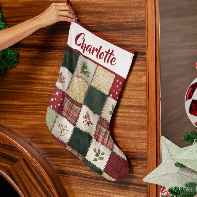 Chaussette de Noël personnalisée en patchwork  (Créateur téléchargé)