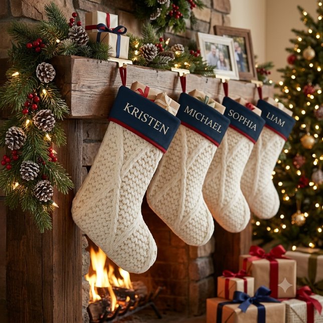 Chaussette de Noël personnalisée en tricot à cable (Créateur téléchargé)
