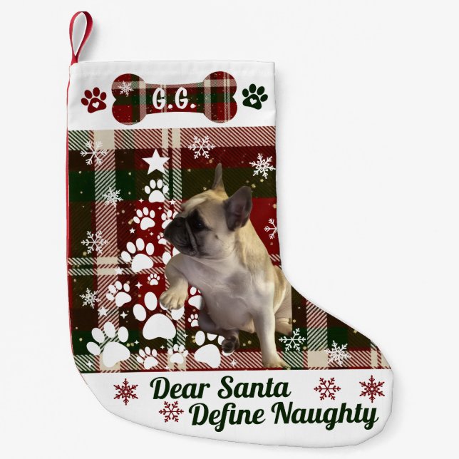 Chaussette de Noël personnalisée pour chien, chat, (Devant)
