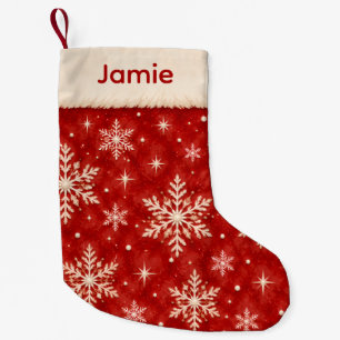 Chaussette de Noël personnalisée rouge en flocon d