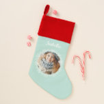 Chaussette De Noël Photo personnalisée du cadre soigné<br><div class="desc">Cadre vert Mint Design photo personnalisé.</div>