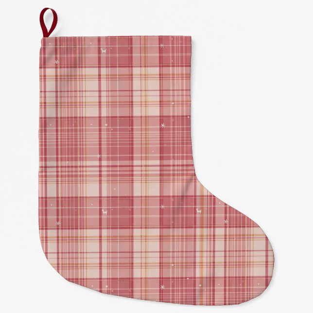 Chaussette de Noël pour chien à carreaux rose mini (Devant)