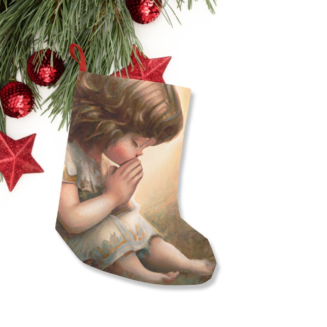 Chaussette De Noël Prier Petite fille Angel Radiant Halo Lumière (Créateur téléchargé)