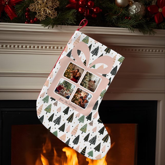 Chaussette de Noël rose moderne personnalisée  (Créateur téléchargé)