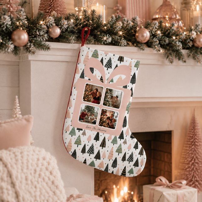 Chaussette de Noël rose moderne personnalisée  (Créateur téléchargé)
